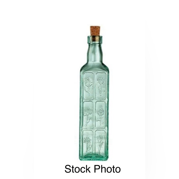 Bormioli Rocco Country Home Fiori Bottle~18-1/2-Ounce~Glass~Embossed Flowers~New - Picture 12 of 12
